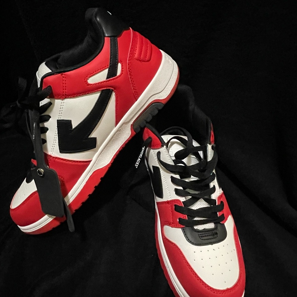 Stylish Red and Black Off-White Men's Sneakers